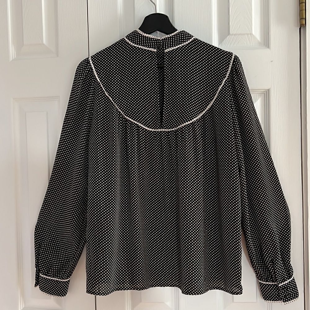 WHO WHAT WEAR Black Polkadot High Neck Blouse - Picture 7 of 16